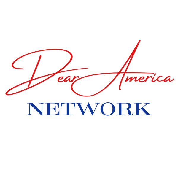 Logo of 'Dear America Network' with red and blue text on a white background
